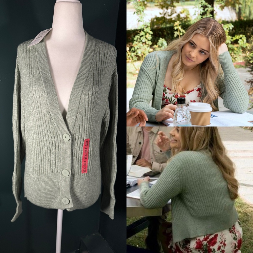 NWT Pull & Bear Green Ribbed Cardigan Sweater • ASO Tessa Hardin M